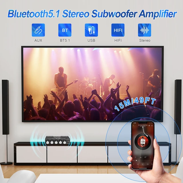 Alt view image 2 of 7 - Bluetooth 5.1 Audio Amplifier Board, ZK-AS21 2.1CH 220W x 2 + 350W HiFi Amp Subwoofer Power Amp Mini Digital Audio Amp Module for Home Speakers(30-220W, 3-8Ohms), DC 16-38V, BT USB AUX Input