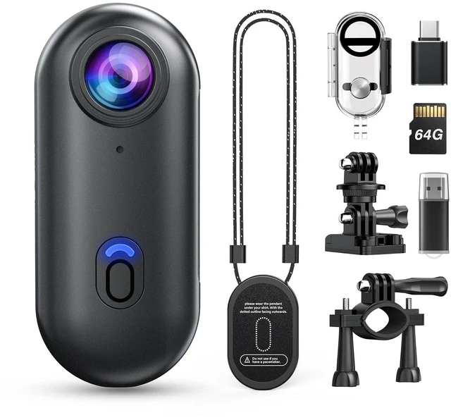 Main image of Z10 4K Action Camera, 64GB Wearable Sports Camera with Waterproof Case, Magnetic Clip, Small Body Cam for Cycling, Diving, Travel No WiFi No Bluetooth