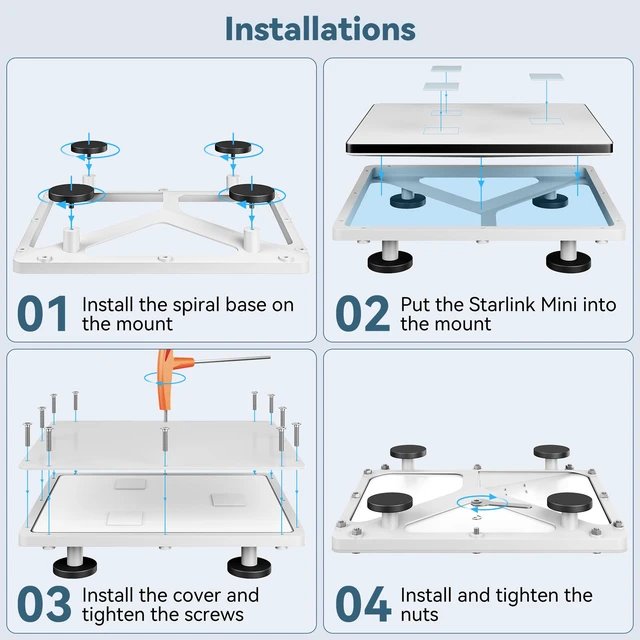 Alt view image 6 of 7 - Starlink Mini Magnetic Mount, Starlink Mini Roof Mount with Protection Cover, Mounting Kit Accessories for RV, Truck, Boat, Camping & Off-Road (White)