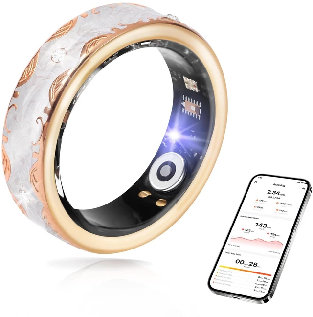 Main image of Smart Ring for Women-Men,Tracks Heart Rate, Sleep, SpO2, HRV. 128 Sports Modes, IP68 Waterproof, Gesture Control, No Subscription, iOS & Android Compatible (9)