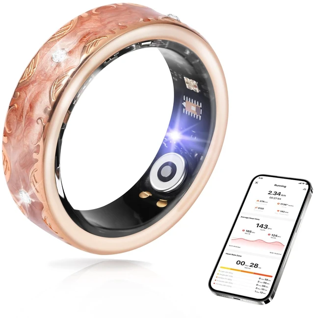 Main image of Smart Ring for Women-Men,Health-Fitness Tracker with Heart Rate, Sleep Monitor, Blood Oxygen, HRV, 128 Sports Modes, IP68 Waterproof, Gesture Control, No Subscription Fee,with iOS & Android (7)