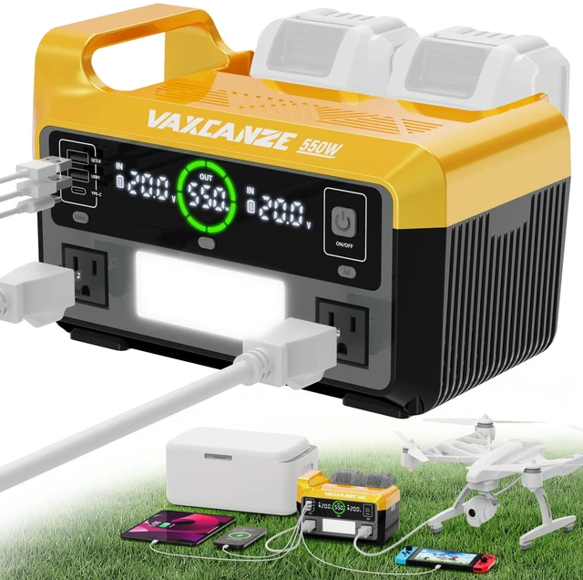 Main image of 550W Power Inverter for Dewalt, DC 20V to AC 110V Pure Sine Wave, Portable Power Station with 2 USB Ports & 1 AC Outlet & 1 Type-C Fast Charging, Battery Adapter with LED, Battery Not Included