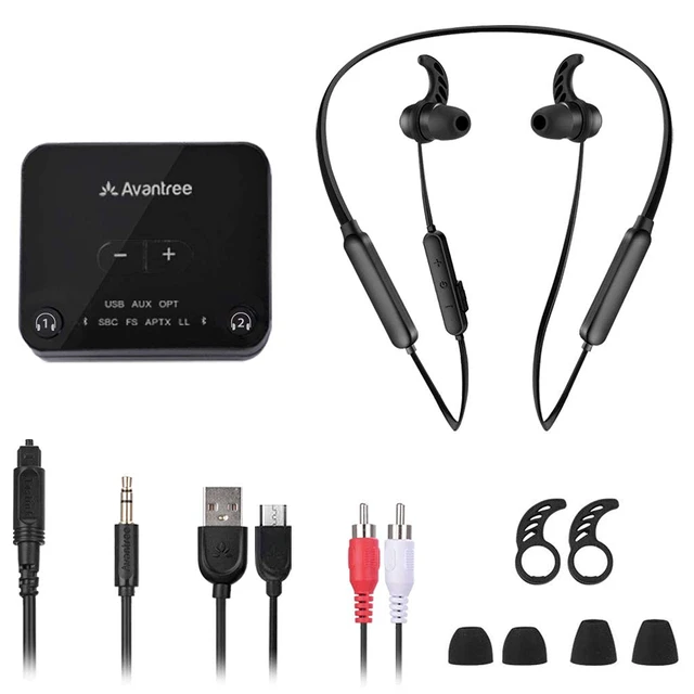 Alt view image 7 of 7 - HT4186 - Wireless Neckband Headphones for TV Plug-and-play TV listening set with Bluetooth transmitter, optical, RCA, and AUX support, plus low-latency audio