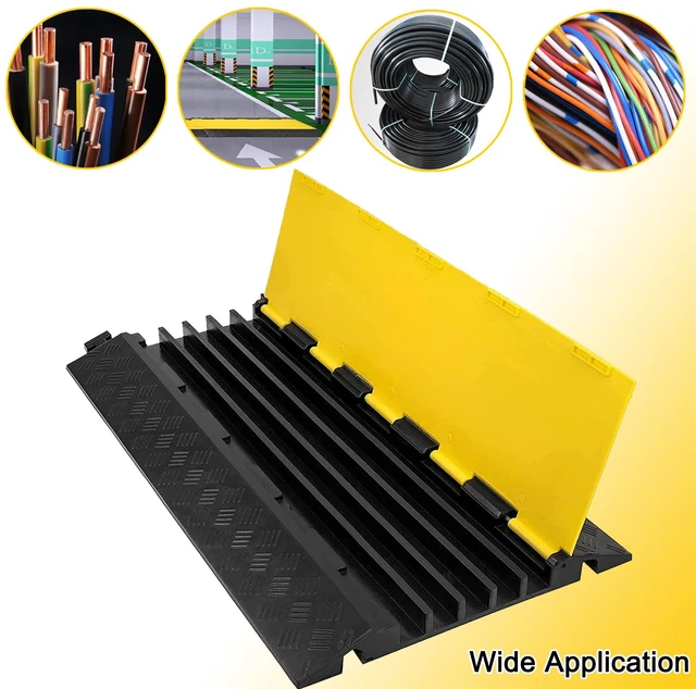 Alt view image 2 of 7 - Cable Ramp 1 Pack of 5 Channel PVC Rubber Cable Protector,18000lbs Capacity Heavy Duty Speed Bumps Hose Cord Channel Protector Ramps for Wire/Hose/Pipe Hider Driveway Outdoor