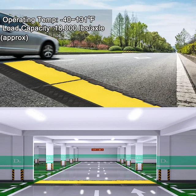 Alt view image 5 of 7 - Cable Ramp 1 Pack of 5 Channel PVC Rubber Cable Protector,18000lbs Capacity Heavy Duty Speed Bumps Hose Cord Channel Protector Ramps for Wire/Hose/Pipe Hider Driveway Outdoor