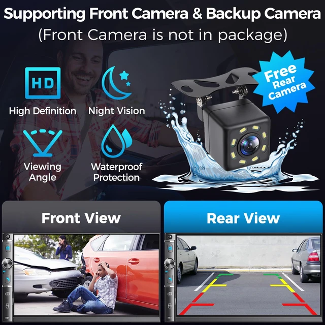 Alt view image 5 of 7 - 7-Inch Double Din Car Radio Wireless CarPlay and Android Auto 240W 4.1CH DSP, Bluetooth Hands-Free, Steering Wheel Control, Subwoofer RCA, FM/AM, Mirror Link, HD Backup Camera
