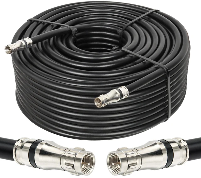 Main image of RG11 Coaxial Cable 200ft, Low Loss 14AWG RG11 Coax Cable 75ohm with F Type Connector High Definition for CATV,Satellite Dish,VHF/UHF,Radio,TV Antennas