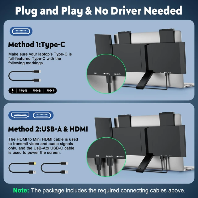 Alt view image 3 of 7 - Laptop Screen Extender, 14" 1080P IPS Laptop Monitor Extender for 14"-16" Laptops, with USB-C/HDMI Port, Plug and Play Portable Monitor for Windows/Mac/Android/Switch/PS5