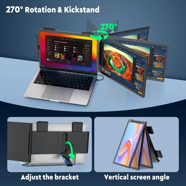 Alt view image 5 of 7 - Laptop Screen Extender, 14" 1080P IPS Laptop Monitor Extender for 14"-16" Laptops, with USB-C/HDMI Port, Plug and Play Portable Monitor for Windows/Mac/Android/Switch/PS5