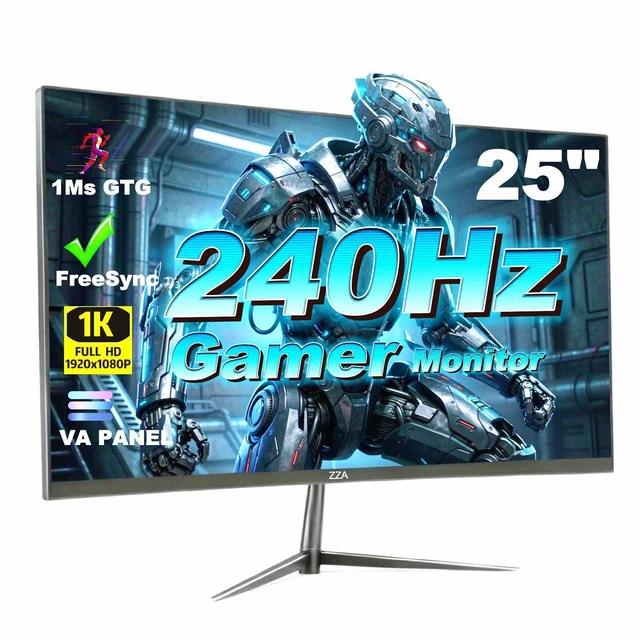 Main image of 24.5 240Hz Gaming Monitor, Curved FHD 1920 x 1080P, Support 120% sRGB, AMD FreeSync, 1MS MPRT,Low Motion Blur, Wall Mount Installs Compatible, for Office and Games(HDMI 2.0&DP 1.4)Black