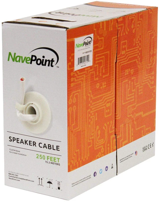 Main image of 250ft in Wall Audio Speaker Cable Wire CL2 16/2 AWG Gauge 2 Conductor Bulk White