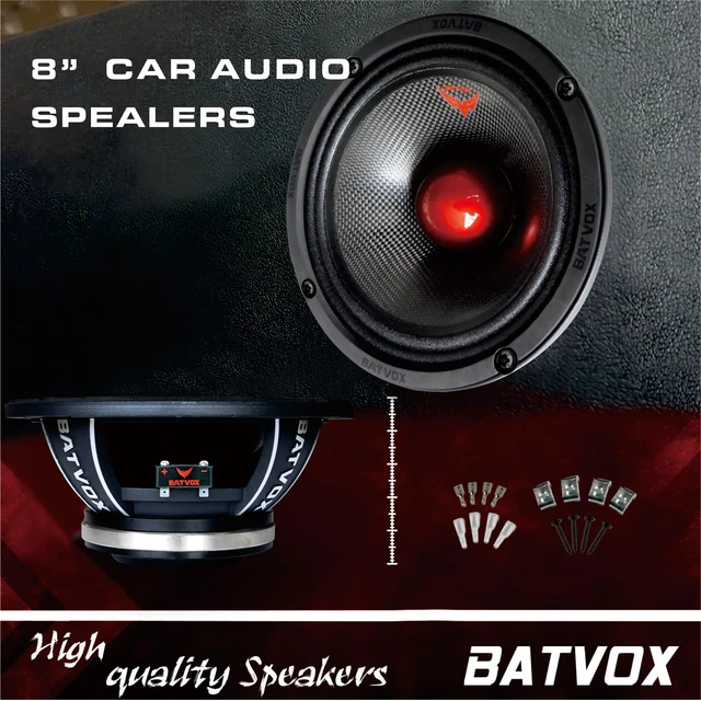 Alt view image 2 of 7 - MX80S1 Midrange Loudspeaker 8" Red Bullet, 700W Max, 4 Ohms, Premium Quality Audio Door Speakers for Car or Truck Stereo Sound System, Black (1 Speaker)