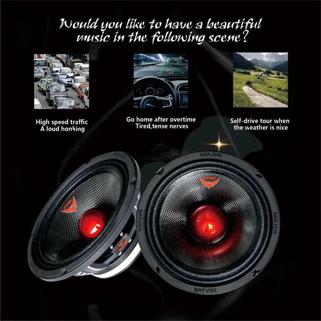 Alt view image 5 of 7 - MX80S1 Midrange Loudspeaker 8" Red Bullet, 700W Max, 4 Ohms, Premium Quality Audio Door Speakers for Car or Truck Stereo Sound System, Black (1 Speaker)