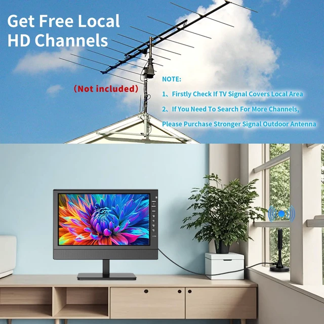 Alt view image 3 of 7 - 12Portable Flat Screen TV,Small TV with Digital Tuner-HDMI-USB-Headphone Jack-AC/DC-12V Input-Use Kitchen-Caravan and Monitor