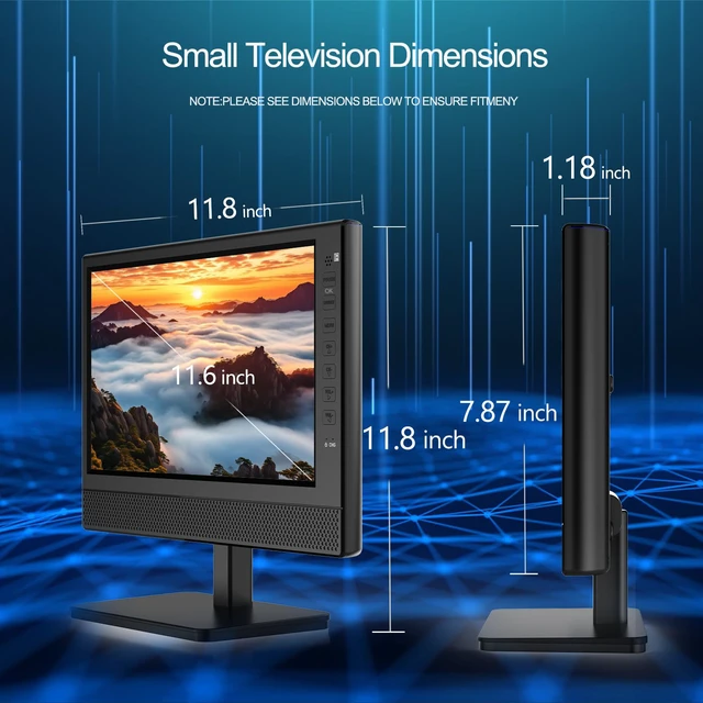 Alt view image 5 of 7 - 12Portable Flat Screen TV,Small TV with Digital Tuner-HDMI-USB-Headphone Jack-AC/DC-12V Input-Use Kitchen-Caravan and Monitor