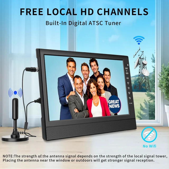 Alt view image 6 of 7 - 12Portable Flat Screen TV,Small TV with Digital Tuner-HDMI-USB-Headphone Jack-AC/DC-12V Input-Use Kitchen-Caravan and Monitor