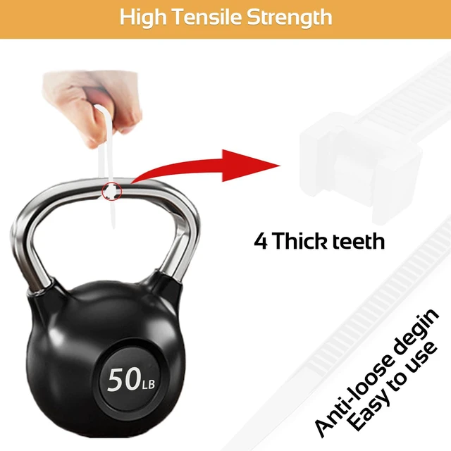 Alt view image 5 of 7 - 5000pcs 8Inch White Cable Tie,Nylon Zip Ties,Industrial Grade,50 Pounds Tensile Strength,UV Resistant,Heavy Duty,for Home,Garden Trellis,Office,Garage and Workshop