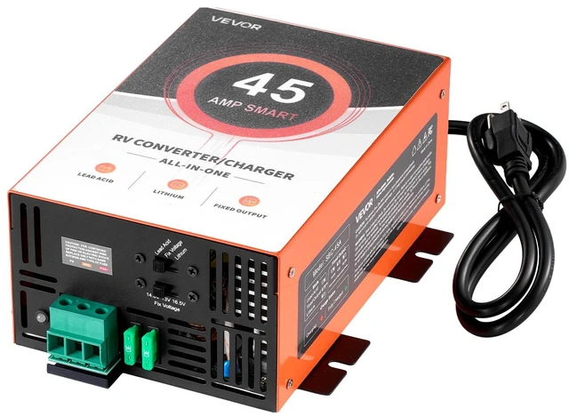 Main image of RV Power Converter, 45 Amp, 110V AC to 12V DC RV Converter Battery Charger, Multi Stage Smart Charging, 13V to 16.5V Operating Range, Compatible with Lithium & Lead Acid Battery, for Camper