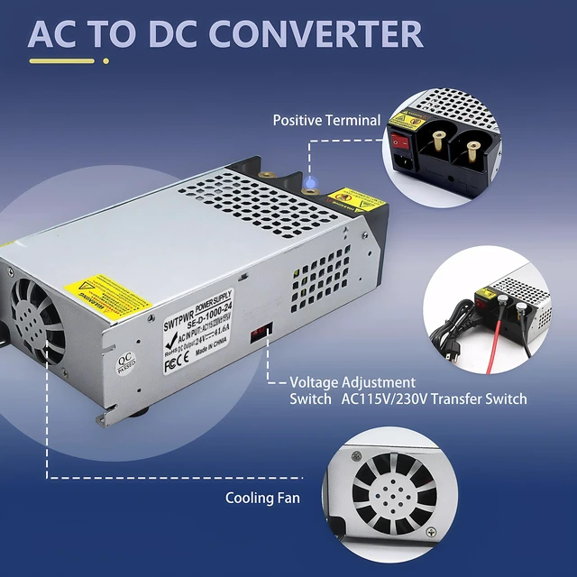 Alt view image 4 of 7 - 110V AC to DC 24V Converter 120V to 24V 42A 1000W Power Supply 42A 1000W Switching Power Supply for LED Strip Motor Pump CCTV Camera System Car Stereo 3D Printer
