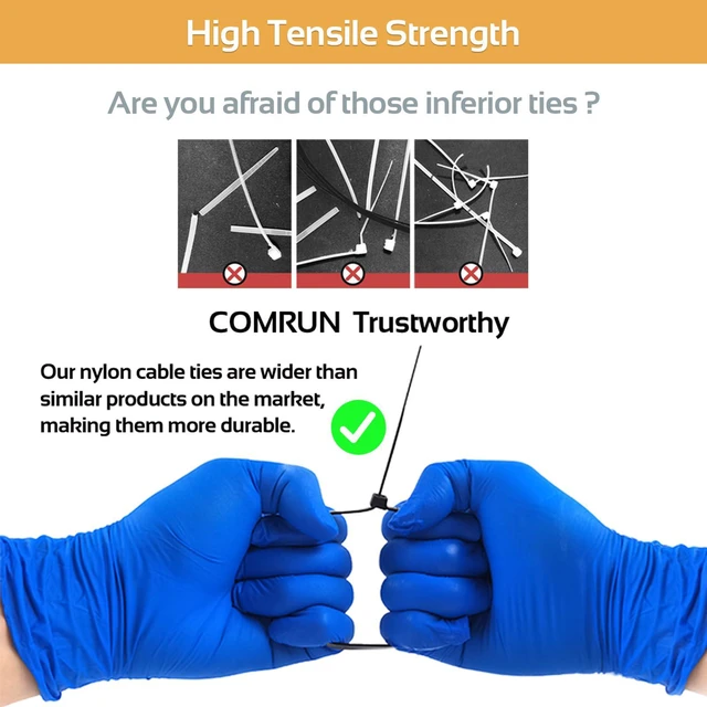 Alt view image 4 of 7 - 5000pcs 10Inch Black Cable Tie,Nylon Zip Ties,Industrial Grade,50 Pounds Tensile Strength,UV Resistant,Heavy Duty,for Home,Garden Trellis,Office,Garage and Workshop