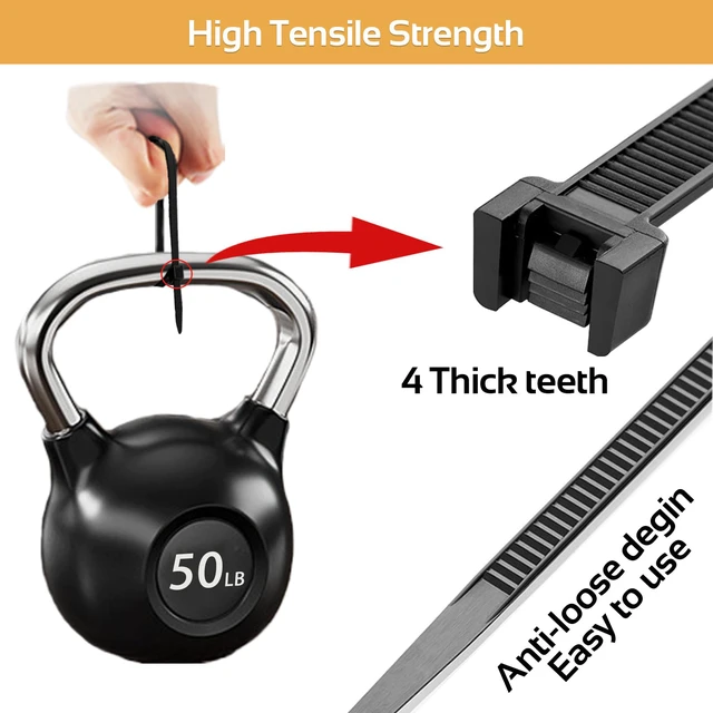 Alt view image 5 of 7 - 5000pcs 10Inch Black Cable Tie,Nylon Zip Ties,Industrial Grade,50 Pounds Tensile Strength,UV Resistant,Heavy Duty,for Home,Garden Trellis,Office,Garage and Workshop
