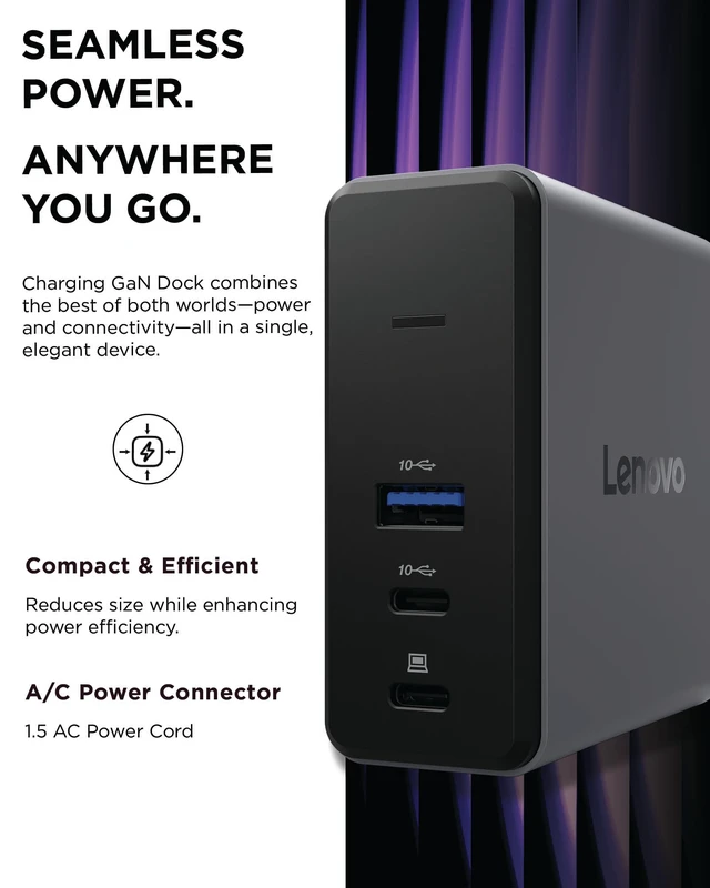 Alt view image 3 of 7 - GaN Charging Dock, Multiport Docking Station w/ 60W PD, HDMI, USB-C, USB-A, Micro SD, Power Adapter & Dock in One, Compact Design, Sustainable Materials, Home Office Gaming Dock Stand Console