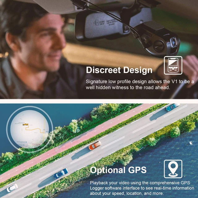 Alt view image 7 of 7 - V1 - 4K Ultra HD Car Dash Cam 2.4" LCD Screen, Wi-Fi, 170° Wide Angle Dashboard Camera Recorder with G-Sensor, WDR, Loop Recording, Supercapacitor, Mobile App, 256GB Supported