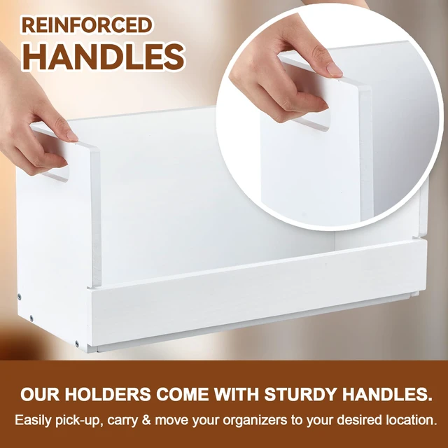 Alt view image 4 of 7 - 4 Pack Wooden DVD Storage Shelf,Holds 104 DVDs 26 Each, White Solid Wood Media Organizer with Magnetic Front Flap Carry Handles for DVDs, CDs, Discs, Movie Cases and Cassette Tape