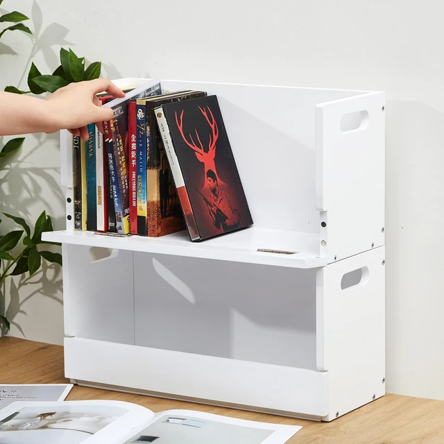 Alt view image 5 of 7 - 4 Pack Wooden DVD Storage Shelf,Holds 104 DVDs 26 Each, White Solid Wood Media Organizer with Magnetic Front Flap Carry Handles for DVDs, CDs, Discs, Movie Cases and Cassette Tape