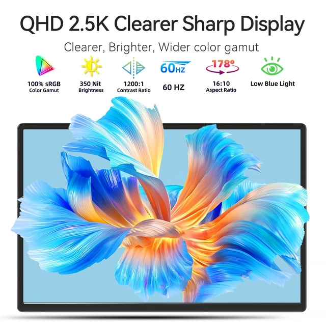 Alt view image 2 of 7 - 16" 2.5K Portable Monitor - QHD Laptop Screen Extender 100% sRGB Wide Color HDMI/USB C/USB A Travel External Display Stand Gaming Monitor for PC Windows MAC Computer Switch Phone Xbox PS4/5