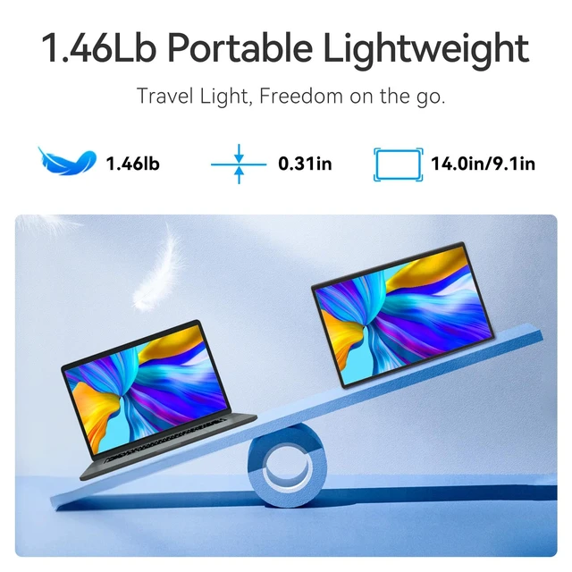 Alt view image 4 of 7 - 16" 2.5K Portable Monitor - QHD Laptop Screen Extender 100% sRGB Wide Color HDMI/USB C/USB A Travel External Display Stand Gaming Monitor for PC Windows MAC Computer Switch Phone Xbox PS4/5
