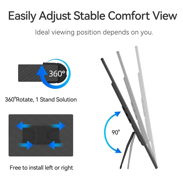 Alt view image 5 of 7 - 16" 2.5K Portable Monitor - QHD Laptop Screen Extender 100% sRGB Wide Color HDMI/USB C/USB A Travel External Display Stand Gaming Monitor for PC Windows MAC Computer Switch Phone Xbox PS4/5