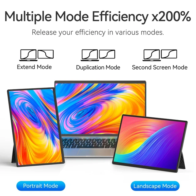 Alt view image 6 of 7 - 16" 2.5K Portable Monitor - QHD Laptop Screen Extender 100% sRGB Wide Color HDMI/USB C/USB A Travel External Display Stand Gaming Monitor for PC Windows MAC Computer Switch Phone Xbox PS4/5