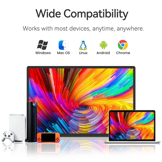 Alt view image 7 of 7 - 16" 2.5K Portable Monitor - QHD Laptop Screen Extender 100% sRGB Wide Color HDMI/USB C/USB A Travel External Display Stand Gaming Monitor for PC Windows MAC Computer Switch Phone Xbox PS4/5