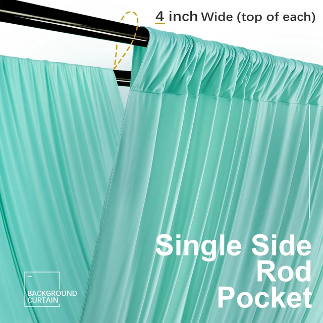 Alt view image 2 of 7 - 4 Panels 5ft(W) x 20ft(H) Mint Green Ceiling Drapes for Wedding Parties 20 FT Extra Long Thick Polyester Wrinkle-Free Drapery Tent Decor Decorations for Birthday Ceremony Stage Swag