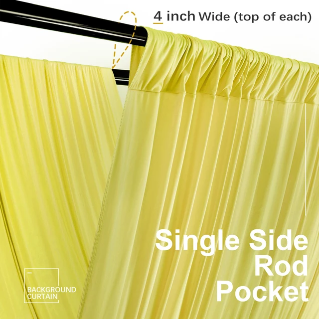 Alt view image 2 of 7 - 4 Panels 5ft(W) x 20ft(H) Yellow Ceiling Drapes for Wedding Parties 20 FT Extra Long Thick Polyester Wrinkle-Free Drapery Tent Decor Decorations for Birthday Ceremony Stage Swag