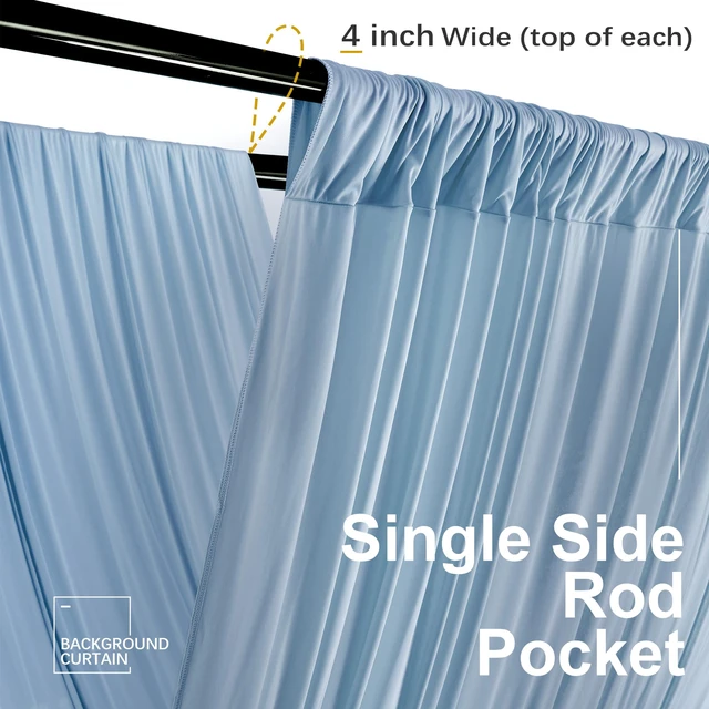 Alt view image 7 of 7 - 4 Panels 5ft(W) x 20ft(H) Dusty Blue Ceiling Drapes for Wedding Parties 20 FT Extra Long Thick Polyester Wrinkle-Free Drapery Tent Decor Decorations for Birthday Ceremony Stage Swag