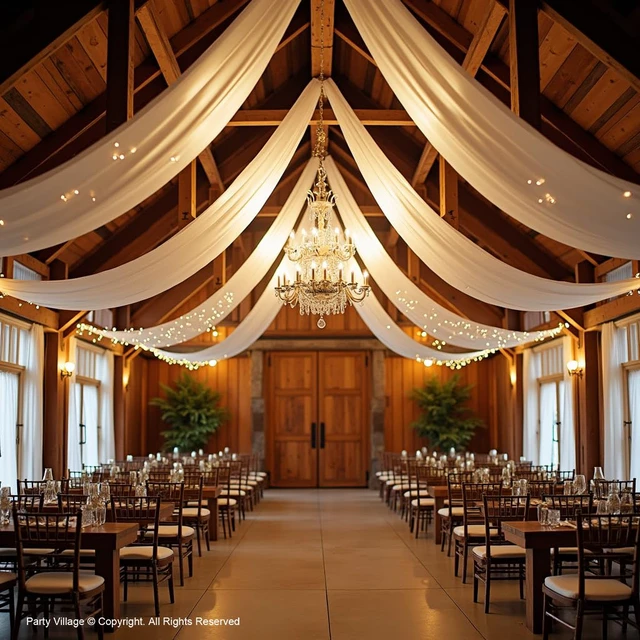 Alt view image 3 of 7 - 4 Panels 5ft(W) x 20ft(H) Ivory Ceiling Drapes for Wedding Parties 20 FT Extra Long Thick Polyester Wrinkle-Free Drapery Tent Decor Decorations for Birthday Ceremony Stage Swag
