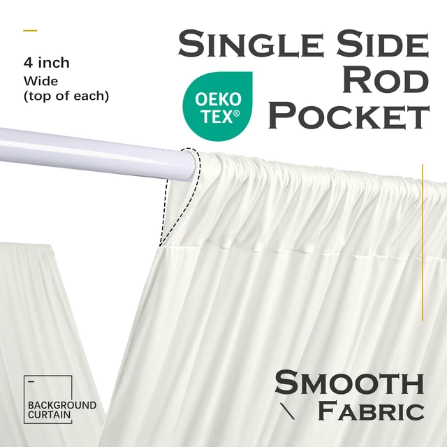 Alt view image 7 of 7 - 4 Panels 5ft(W) x 20ft(H) Ivory Ceiling Drapes for Wedding Parties 20 FT Extra Long Thick Polyester Wrinkle-Free Drapery Tent Decor Decorations for Birthday Ceremony Stage Swag