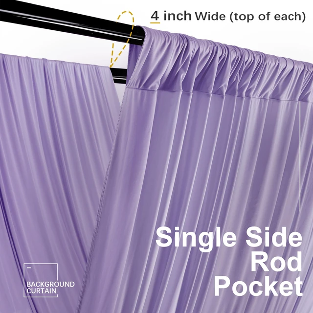 Alt view image 2 of 7 - 4 Panels 5ft(W) x 20ft(H) Light Purple Ceiling Drapes for Wedding Parties 20 FT Extra Long Thick Polyester Wrinkle-Free Lavneder Drapery Tent Canopy for Birthday Ceremony Stage Swag