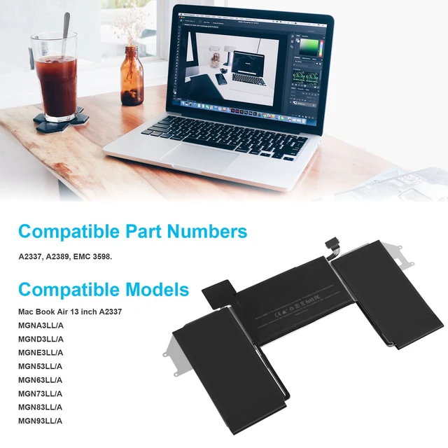 Alt view image 5 of 7 - A2389 Battery Replacement for MacBook Air 13 Inch A2337 M1 (2020), EMC 3598, MGN53 MGN83 MGN63 MGN93 MGND3 MGN73 MGNA3 MGNE3