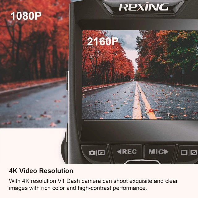 Alt view image 3 of 7 - V1 - 4K Ultra HD Car Dash Cam 2.4" LCD Screen, Wi-Fi, 170° Wide Angle Dashboard Camera Recorder with G-Sensor, WDR, Loop Recording, Supercapacitor, Mobile App, 256GB Supported