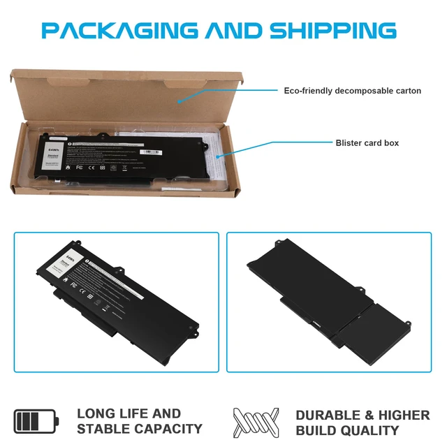 Alt view image 7 of 7 - 64Wh GRT01 Battery Replacement for Dell Latitude 15 5521 5531 14 5421 5431 Precision 3470 3561 3571 Alienware m17 R5 AMD Series R05P0 00P3TJ 0P3TJ VXD57 05RGW 9JRV0 0R05P0