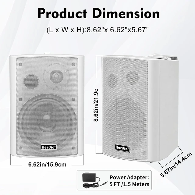 Alt view image 7 of 7 - 4" 200W Outdoor Bluetooth Speakers, IPX5 Waterproof Rating and Able to Wireless Multi-Connection Up to 20 Units for Patio/Porch/Balcony (Black, 2-Pack)