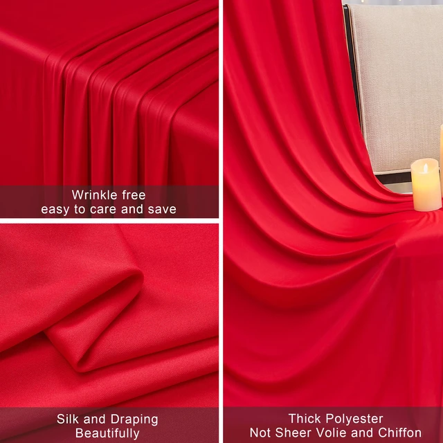 Alt view image 2 of 7 - 10ft×40ft Red Ceiling Drapes for Weddings Parties,2 Panels 5×40ft Extra High Beige Ceiling Curtain for Tent Canopy,Wrinkle Free Draping Elegant Polyester Fabric Drapery for Large Venues Event