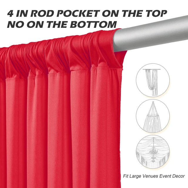 Alt view image 4 of 7 - 10ft×40ft Red Ceiling Drapes for Weddings Parties,2 Panels 5×40ft Extra High Beige Ceiling Curtain for Tent Canopy,Wrinkle Free Draping Elegant Polyester Fabric Drapery for Large Venues Event