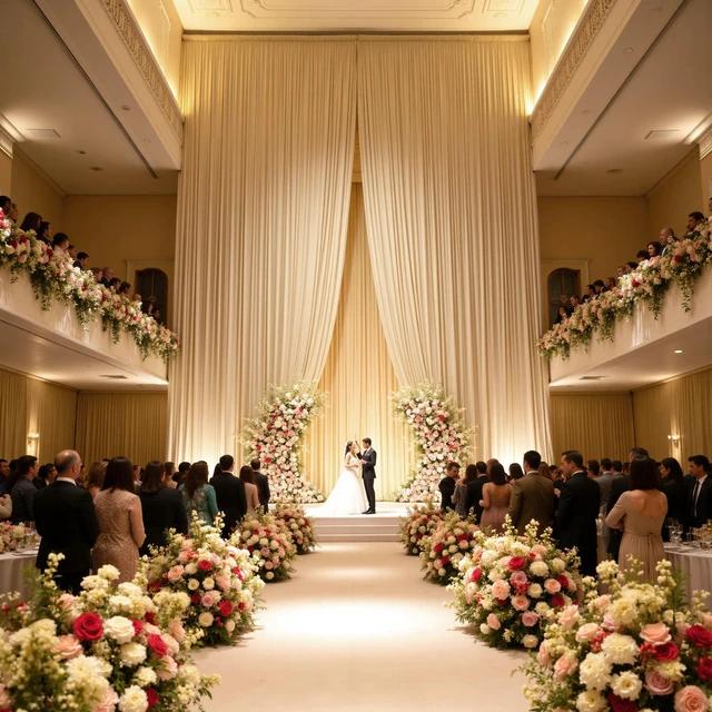 Alt view image 3 of 7 - 10ft×40ft Champagne Ceiling Drapes for Weddings Parties,2 Panels 5×40ft Long Ceiling Curtain for Tent Canopy,Wrinkle Free Silky Easy to Hang&Draping Drapes for Backdrop Event Church Stage