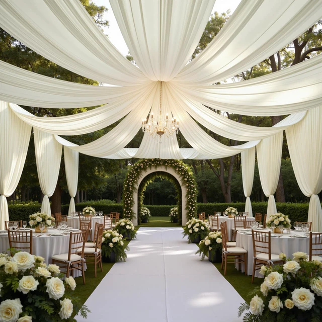 Alt view image 7 of 7 - 10ft×40ft Ivory Ceiling Drapes for Weddings Parties,2 Panels 5×40ft Long Cream Ceiling Curtain for Tent Canopy,Wrinkle Free Easy to Draping&Hang Ivory Drapery for Event Church Stage Photo Bedroom