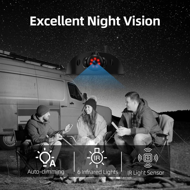 Alt view image 6 of 7 - RV Backup Camera Wireless System for Furrion with 5-Inch Monitor 1080P, 1 Rear Camera, Wide-View, Video Recording, IR Night Vision, IP69 Waterproof, Plug and Play for Camper -AY5