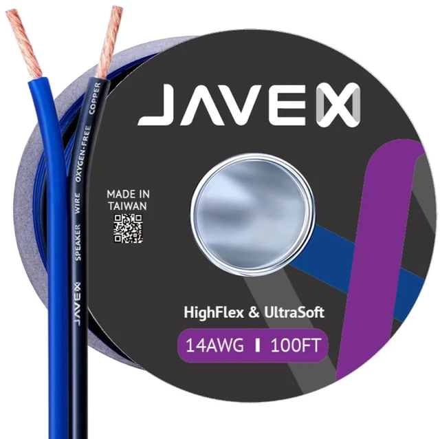 Main image of Speaker Wire 14 Gauge 100FT Oxygen-Free Copper Audio Cable,Blueblack 14AWG 2 Conductors HighFlex Cable for Automotive Stereo, Home Theater, In-wall and Commercial Sound System, Audio Cable DIY